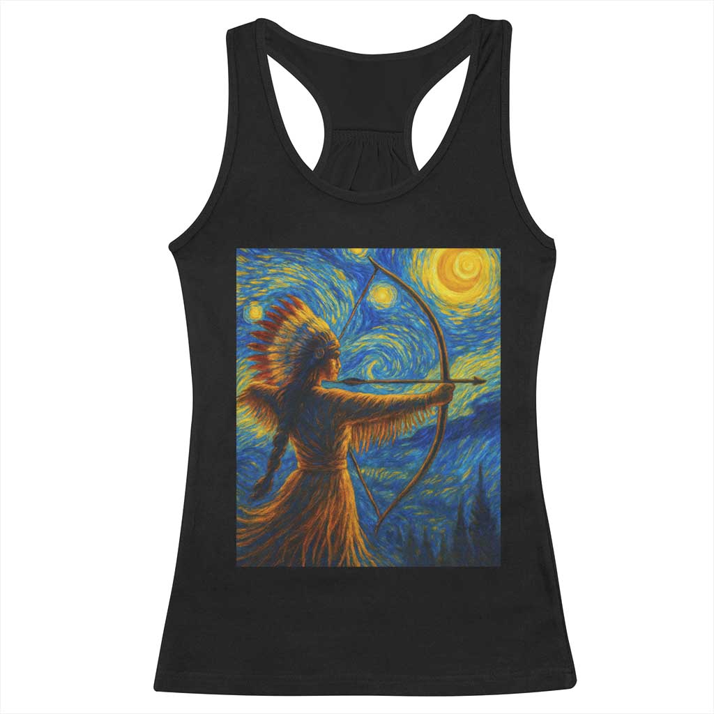 Native American Indian Women Racerback Tank Top Starry Night Indigenous Pride - Wonder Print Shop