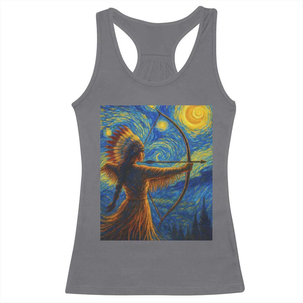 Native American Indian Women Racerback Tank Top Starry Night Indigenous Pride - Wonder Print Shop
