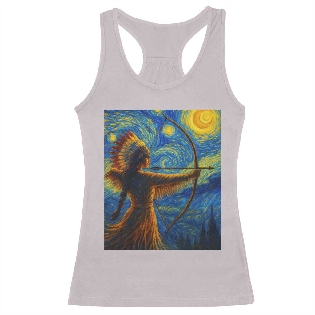 Native American Indian Women Racerback Tank Top Starry Night Indigenous Pride - Wonder Print Shop