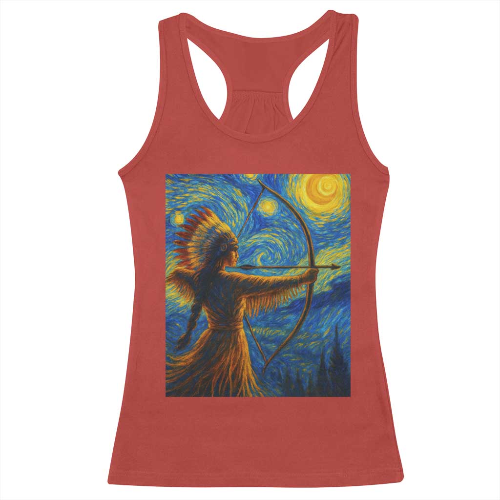 Native American Indian Women Racerback Tank Top Starry Night Indigenous Pride - Wonder Print Shop