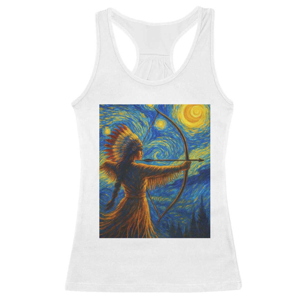 Native American Indian Women Racerback Tank Top Starry Night Indigenous Pride - Wonder Print Shop