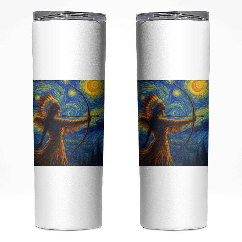 Native American Indian Women Skinny Tumbler Starry Night Indigenous Pride