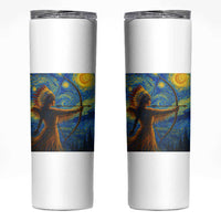 Native American Indian Women Skinny Tumbler Starry Night Indigenous Pride
