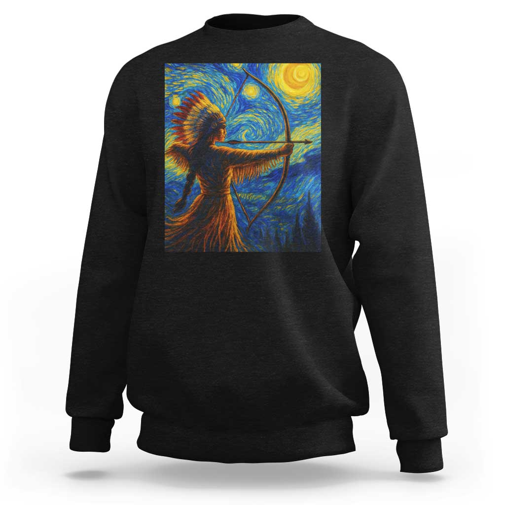 Native American Indian Women Sweatshirt Starry Night Indigenous Pride - Wonder Print Shop