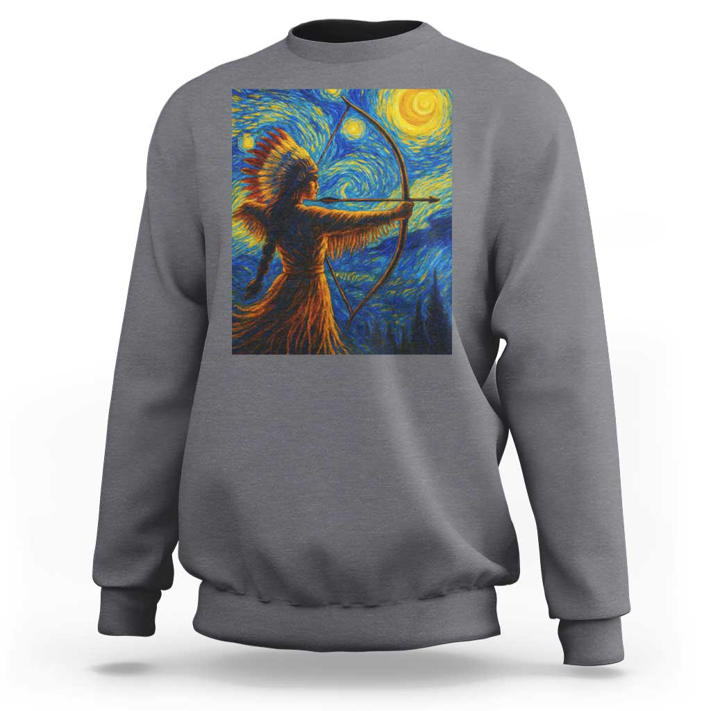 Native American Indian Women Sweatshirt Starry Night Indigenous Pride - Wonder Print Shop