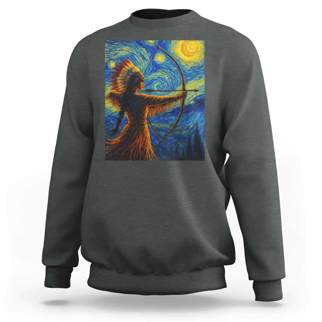 Native American Indian Women Sweatshirt Starry Night Indigenous Pride - Wonder Print Shop
