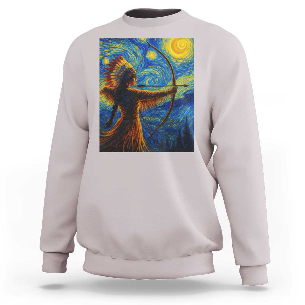 Native American Indian Women Sweatshirt Starry Night Indigenous Pride - Wonder Print Shop