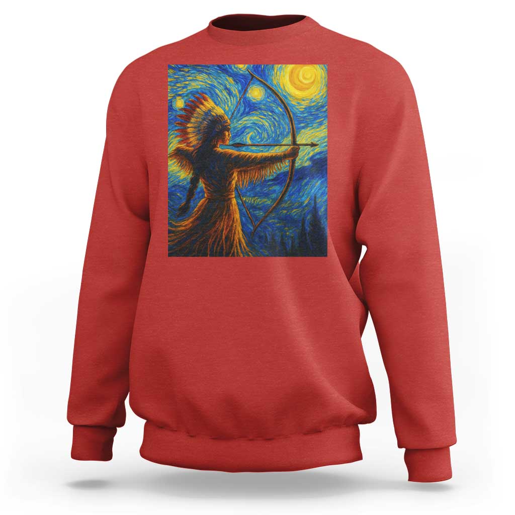 Native American Indian Women Sweatshirt Starry Night Indigenous Pride - Wonder Print Shop