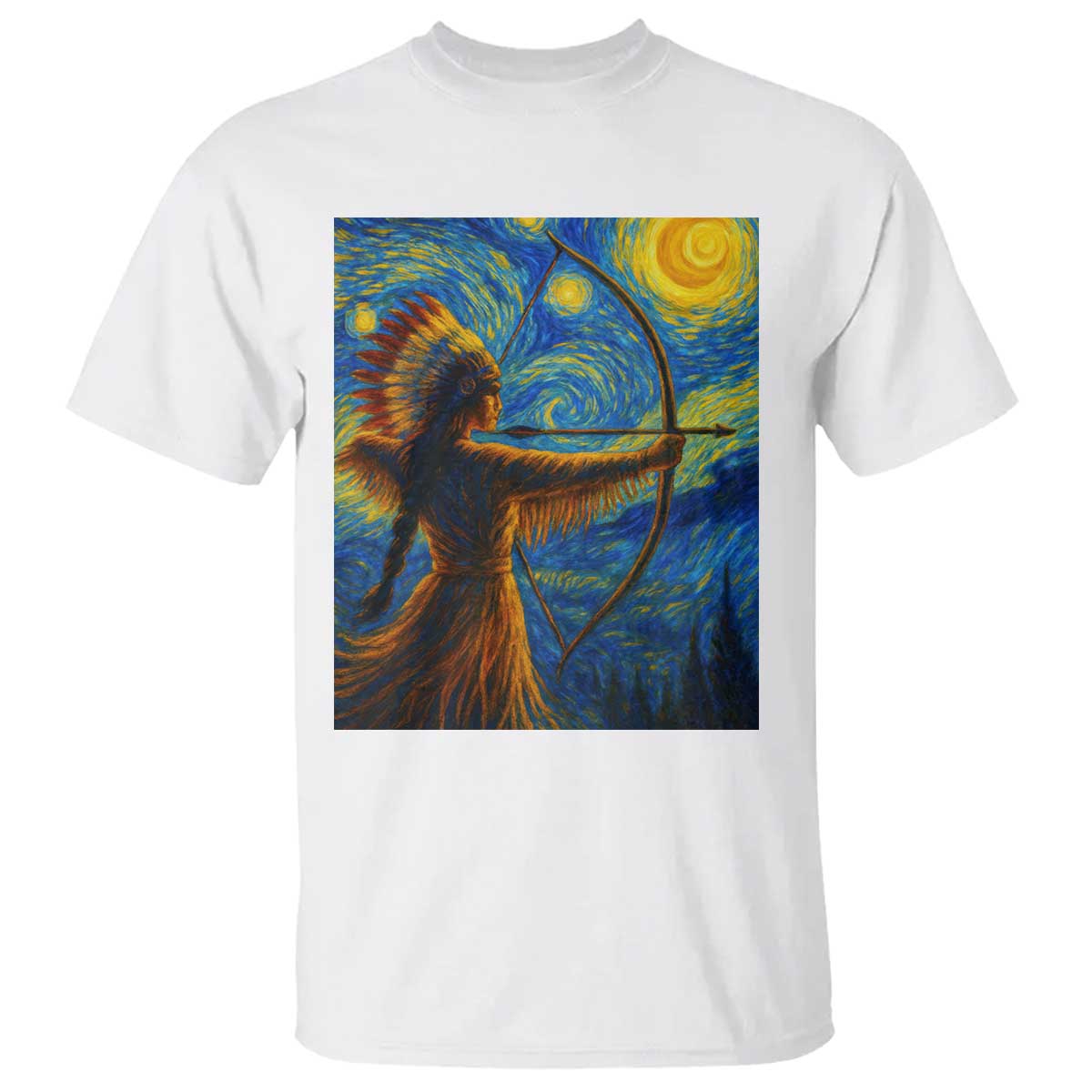 Native American Indian Women T Shirt Starry Night Indigenous Pride - Wonder Print Shop