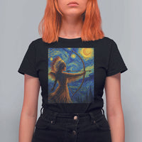 Native American Indian Women T Shirt For Women Starry Night Indigenous Pride - Wonder Print Shop