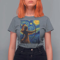 Native American Indian Women T Shirt For Women Starry Night Indigenous Pride - Wonder Print Shop