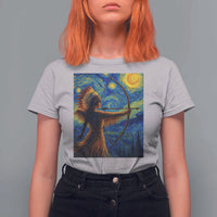 Native American Indian Women T Shirt For Women Starry Night Indigenous Pride - Wonder Print Shop