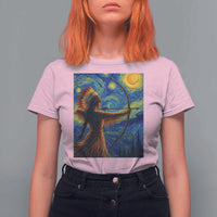 Native American Indian Women T Shirt For Women Starry Night Indigenous Pride - Wonder Print Shop