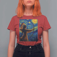 Native American Indian Women T Shirt For Women Starry Night Indigenous Pride - Wonder Print Shop