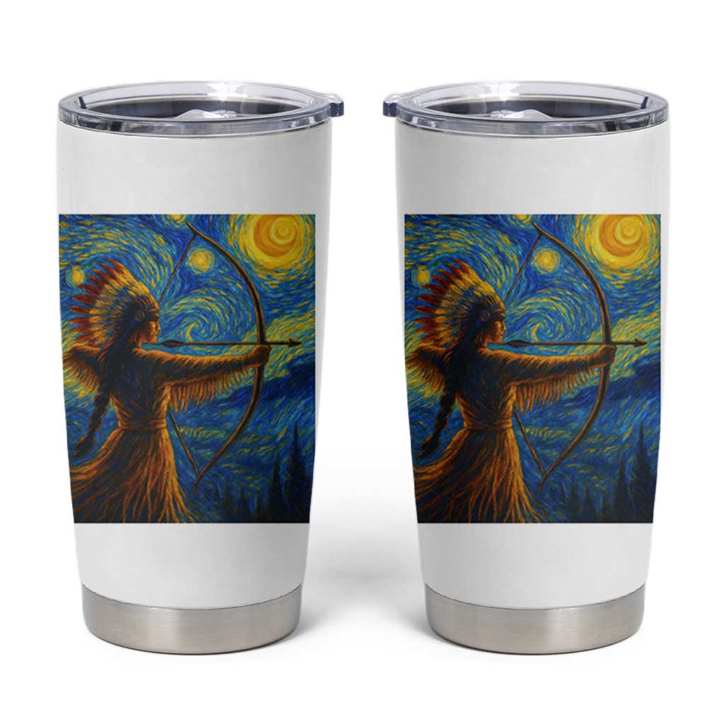 Native American Indian Women Tumbler Cup Starry Night Indigenous Pride