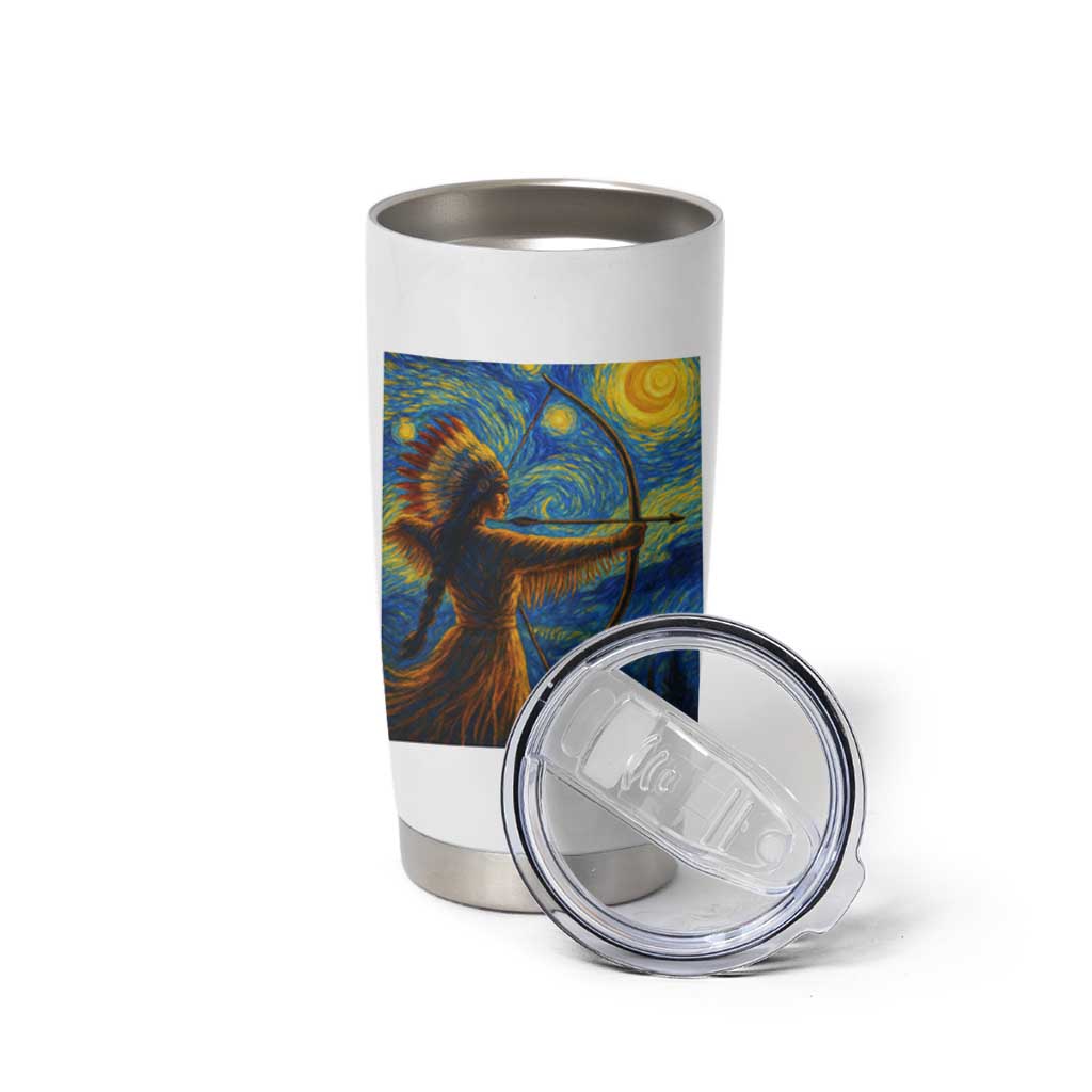 Native American Indian Women Tumbler Cup Starry Night Indigenous Pride