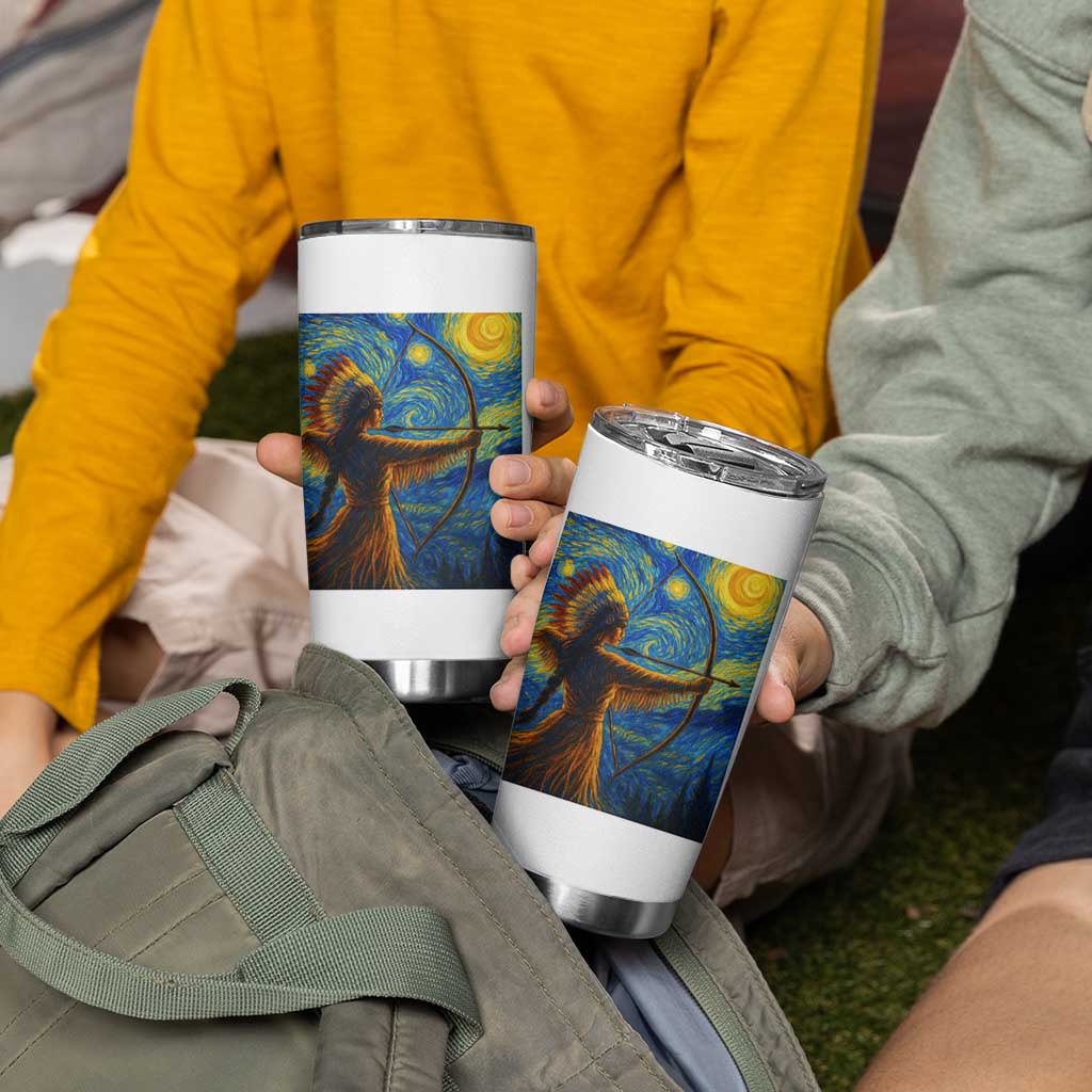 Native American Indian Women Tumbler Cup Starry Night Indigenous Pride