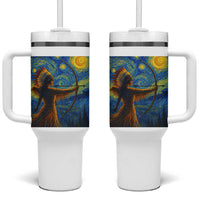 Native American Indian Women Tumbler With Handle Starry Night Indigenous Pride