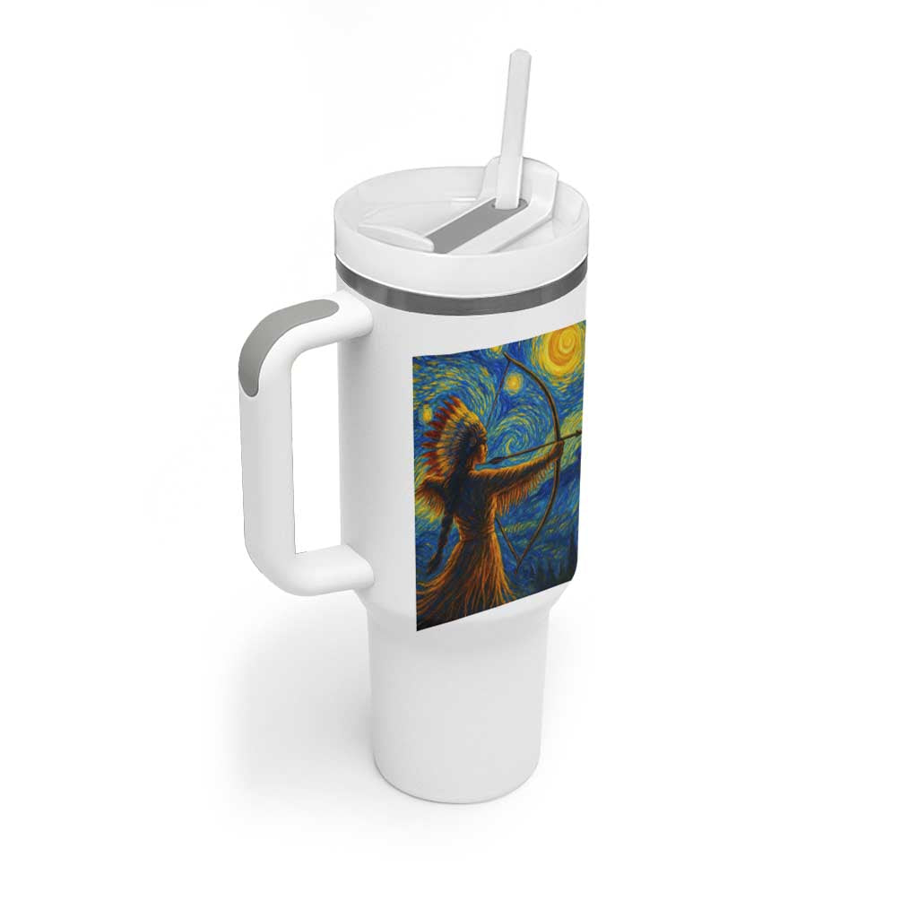 Native American Indian Women Tumbler With Handle Starry Night Indigenous Pride