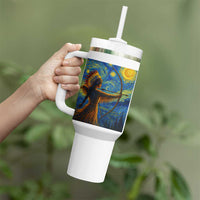 Native American Indian Women Tumbler With Handle Starry Night Indigenous Pride