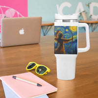 Native American Indian Women Tumbler With Handle Starry Night Indigenous Pride