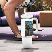 Native American Indian Women Tumbler With Handle Starry Night Indigenous Pride