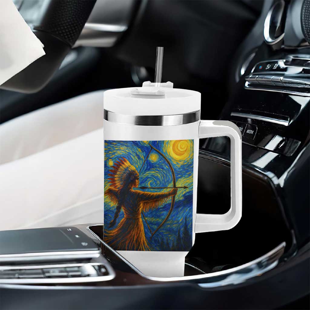 Native American Indian Women Tumbler With Handle Starry Night Indigenous Pride