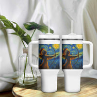 Native American Indian Women Tumbler With Handle Starry Night Indigenous Pride