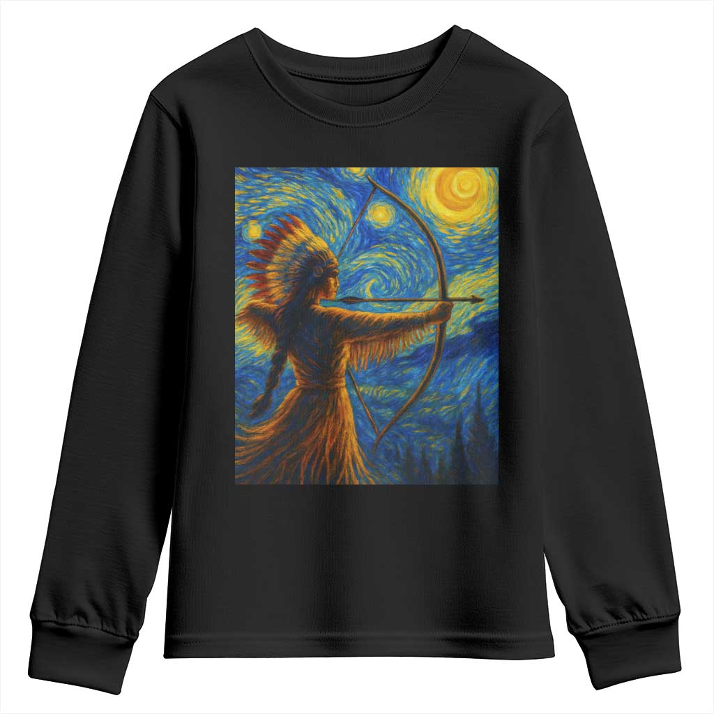 Native American Indian Women Youth Sweatshirt Starry Night Indigenous Pride - Wonder Print Shop