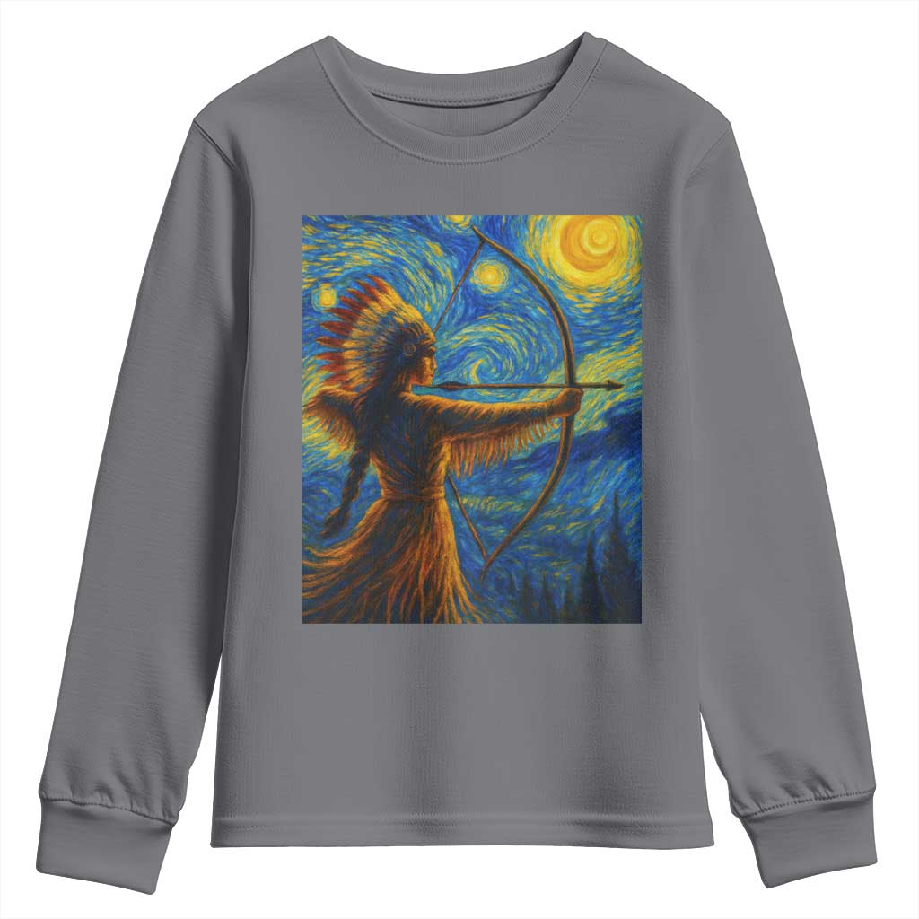 Native American Indian Women Youth Sweatshirt Starry Night Indigenous Pride - Wonder Print Shop