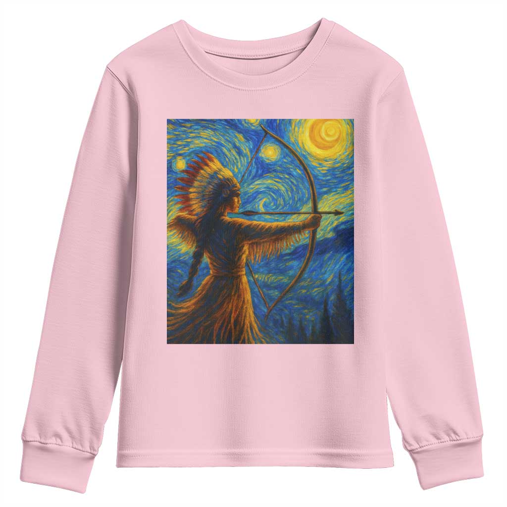 Native American Indian Women Youth Sweatshirt Starry Night Indigenous Pride - Wonder Print Shop