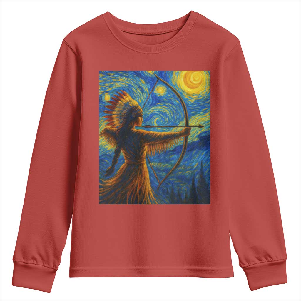 Native American Indian Women Youth Sweatshirt Starry Night Indigenous Pride - Wonder Print Shop