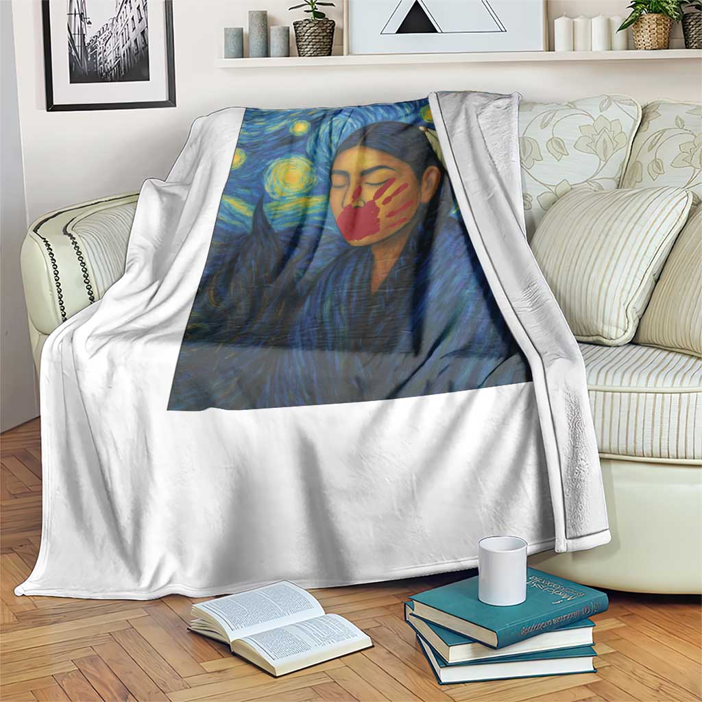 Native American MMIW Throw Blanket Starry Night Indigenous People Day - Wonder Print Shop
