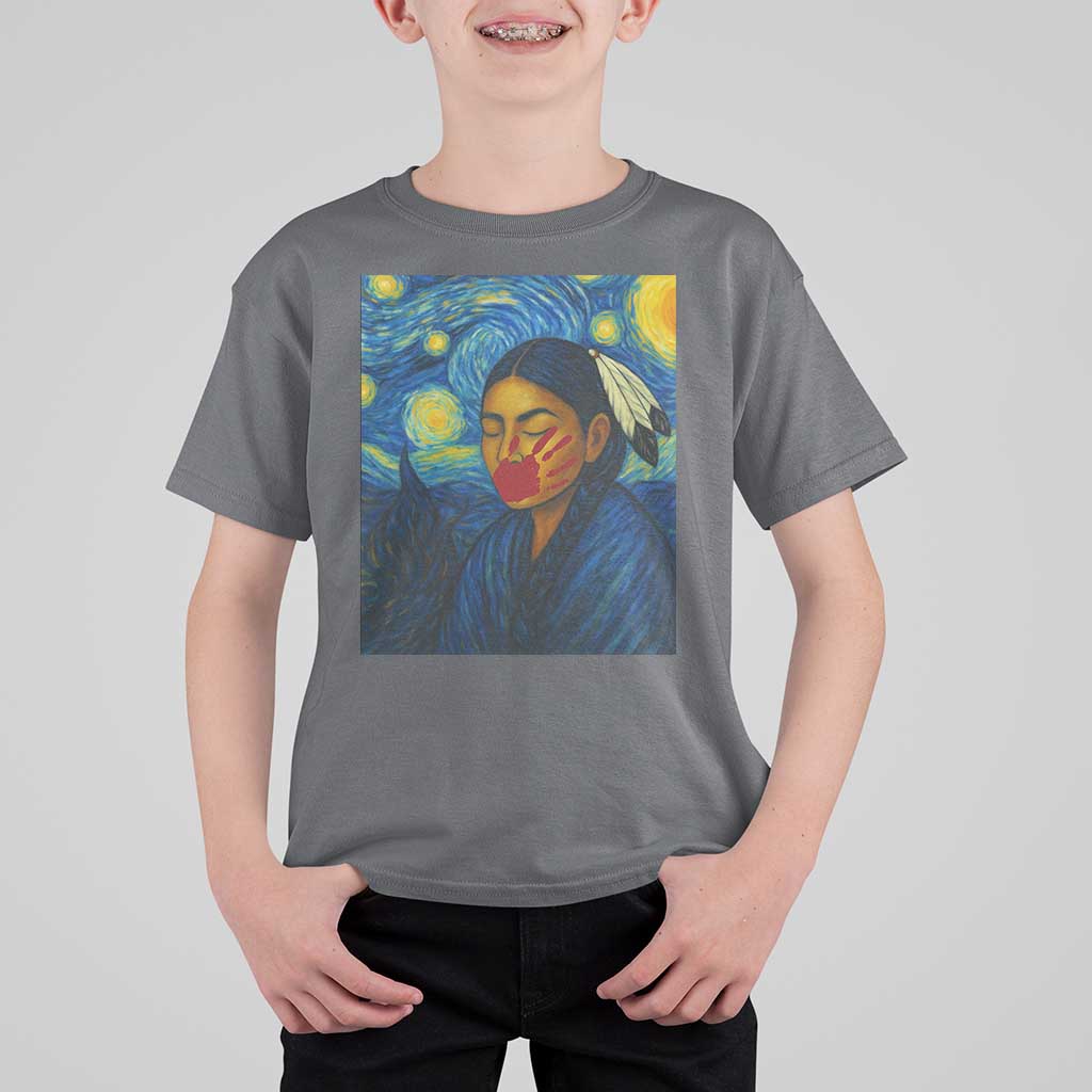 Native American MMIW T Shirt For Kid Starry Night Indigenous People Day - Wonder Print Shop