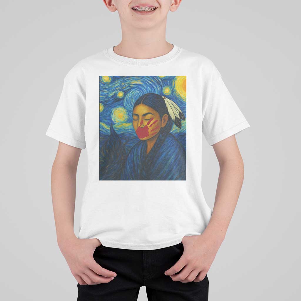 Native American MMIW T Shirt For Kid Starry Night Indigenous People Day - Wonder Print Shop