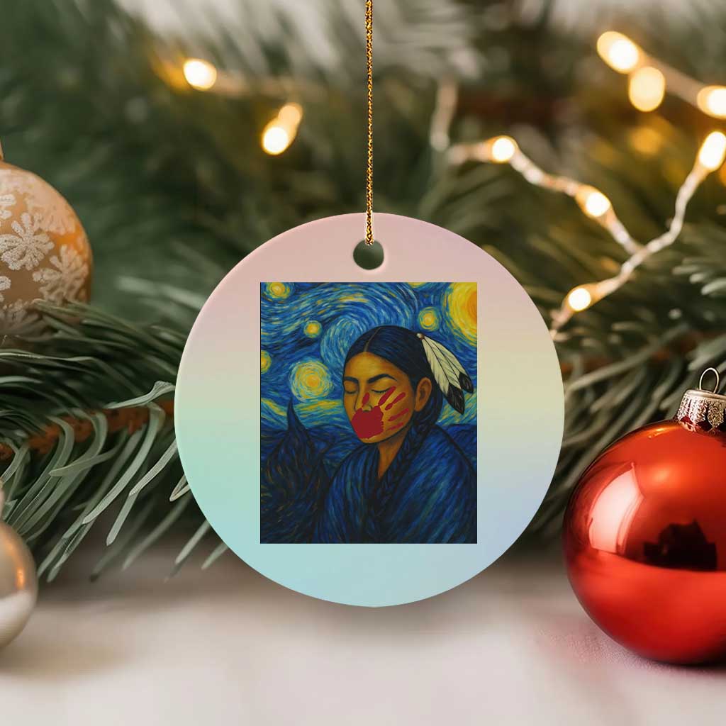 Native American MMIW Ceramic Ornament Starry Night Indigenous People Day - Wonder Print Shop