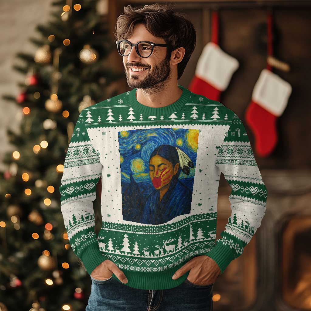 Native American MMIW Ugly Christmas Sweater Starry Night Indigenous People Day - Wonder Print Shop