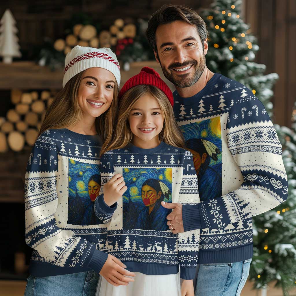 Native American MMIW Ugly Christmas Sweater Starry Night Indigenous People Day - Wonder Print Shop