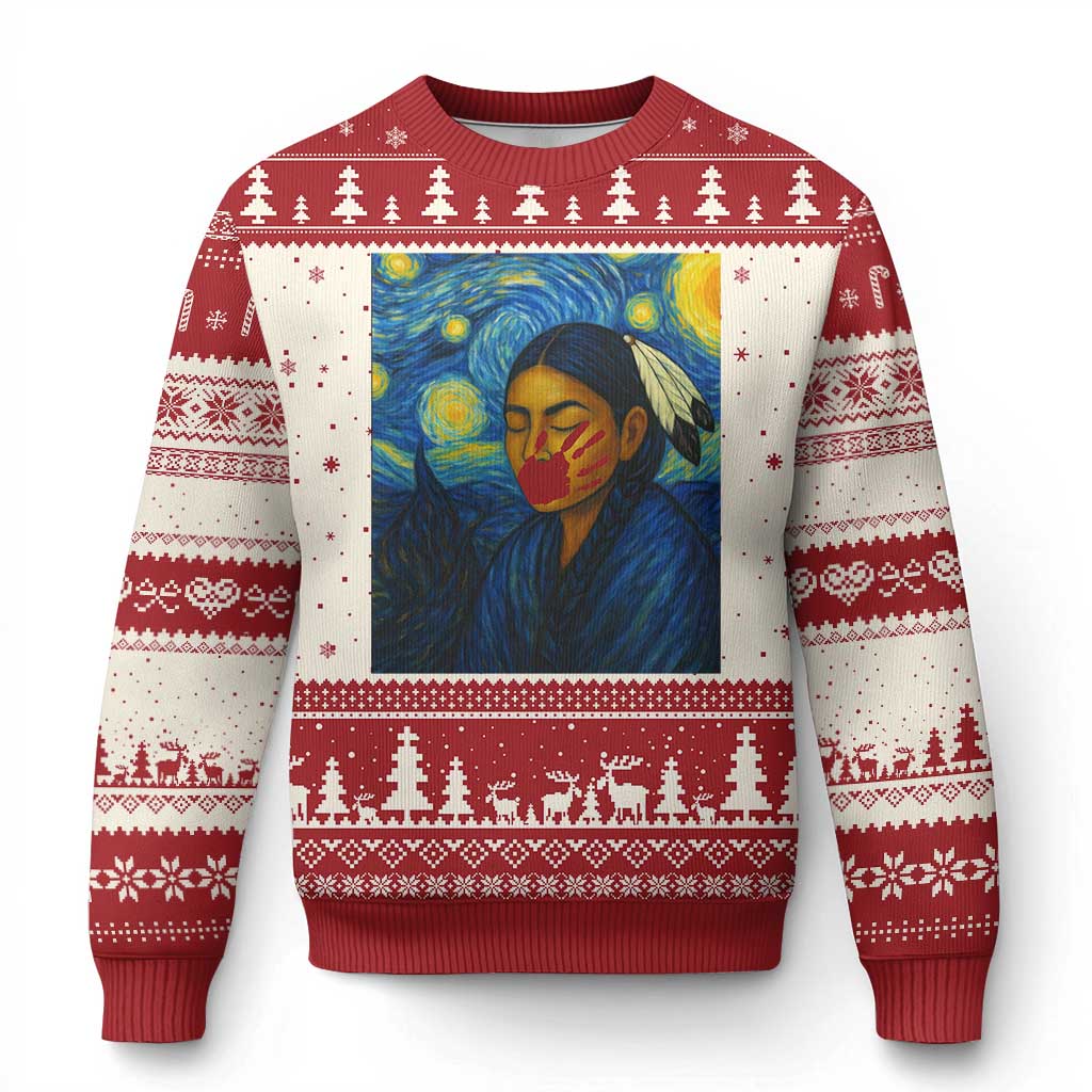 Native American MMIW Ugly Christmas Sweater Starry Night Indigenous People Day - Wonder Print Shop
