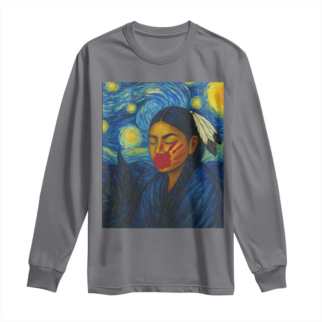 Native American MMIW Long Sleeve Shirt Starry Night Indigenous People Day - Wonder Print Shop