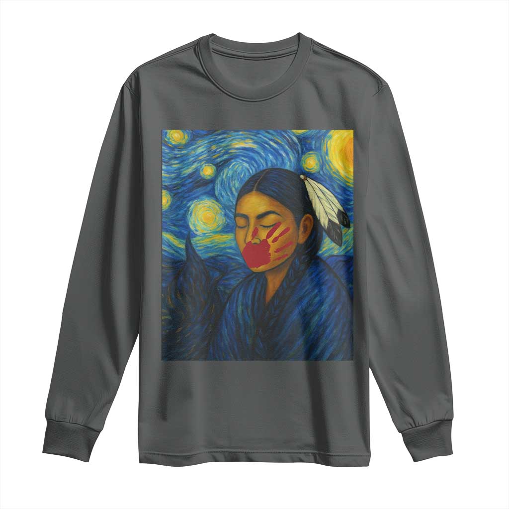 Native American MMIW Long Sleeve Shirt Starry Night Indigenous People Day - Wonder Print Shop