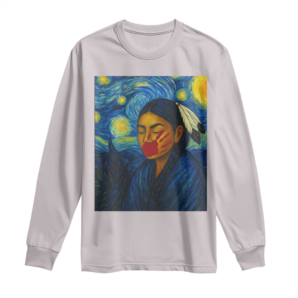 Native American MMIW Long Sleeve Shirt Starry Night Indigenous People Day - Wonder Print Shop