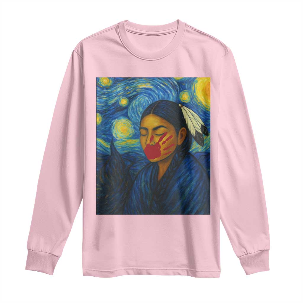 Native American MMIW Long Sleeve Shirt Starry Night Indigenous People Day - Wonder Print Shop