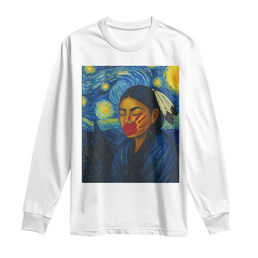Native American MMIW Long Sleeve Shirt Starry Night Indigenous People Day - Wonder Print Shop