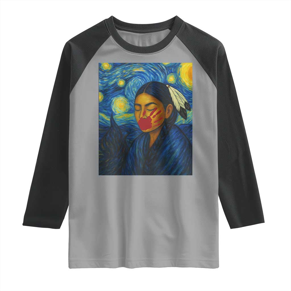Native American MMIW Raglan Shirt Starry Night Indigenous People Day - Wonder Print Shop