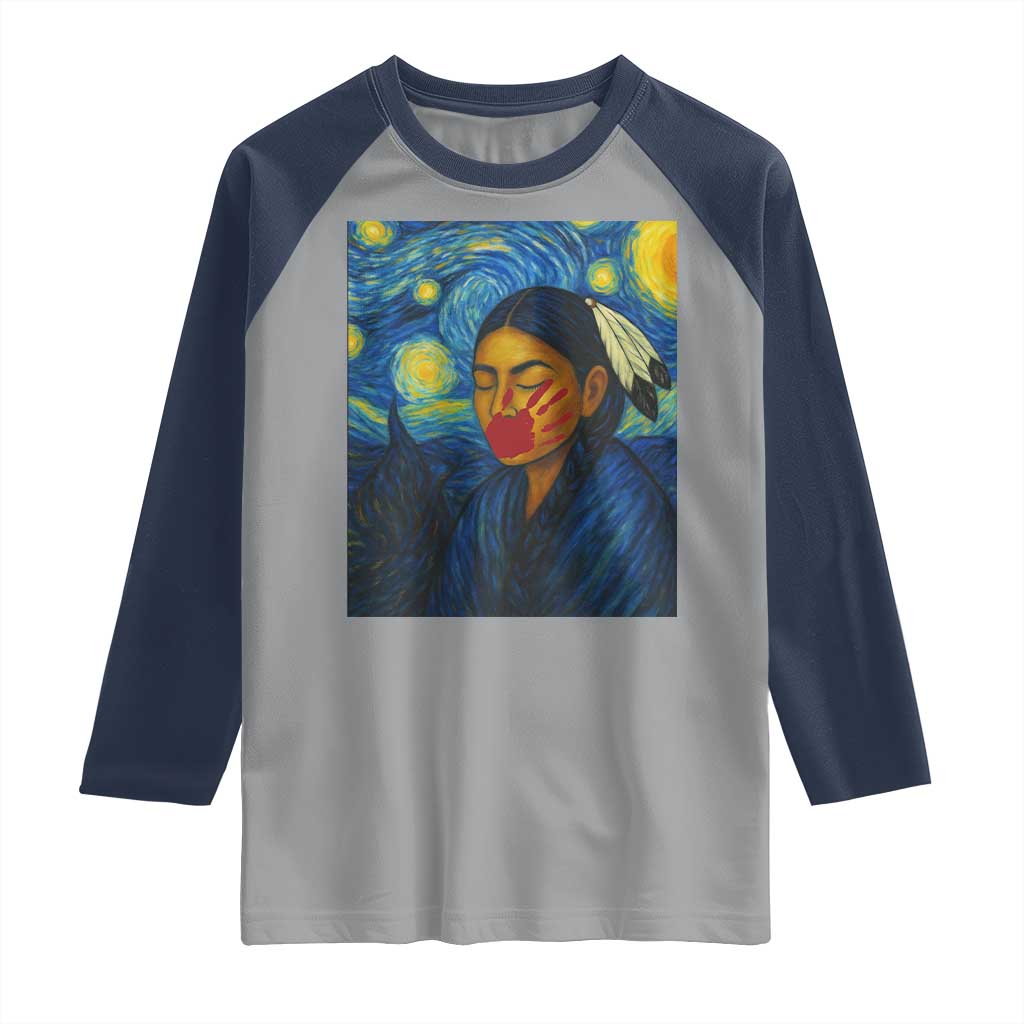 Native American MMIW Raglan Shirt Starry Night Indigenous People Day - Wonder Print Shop