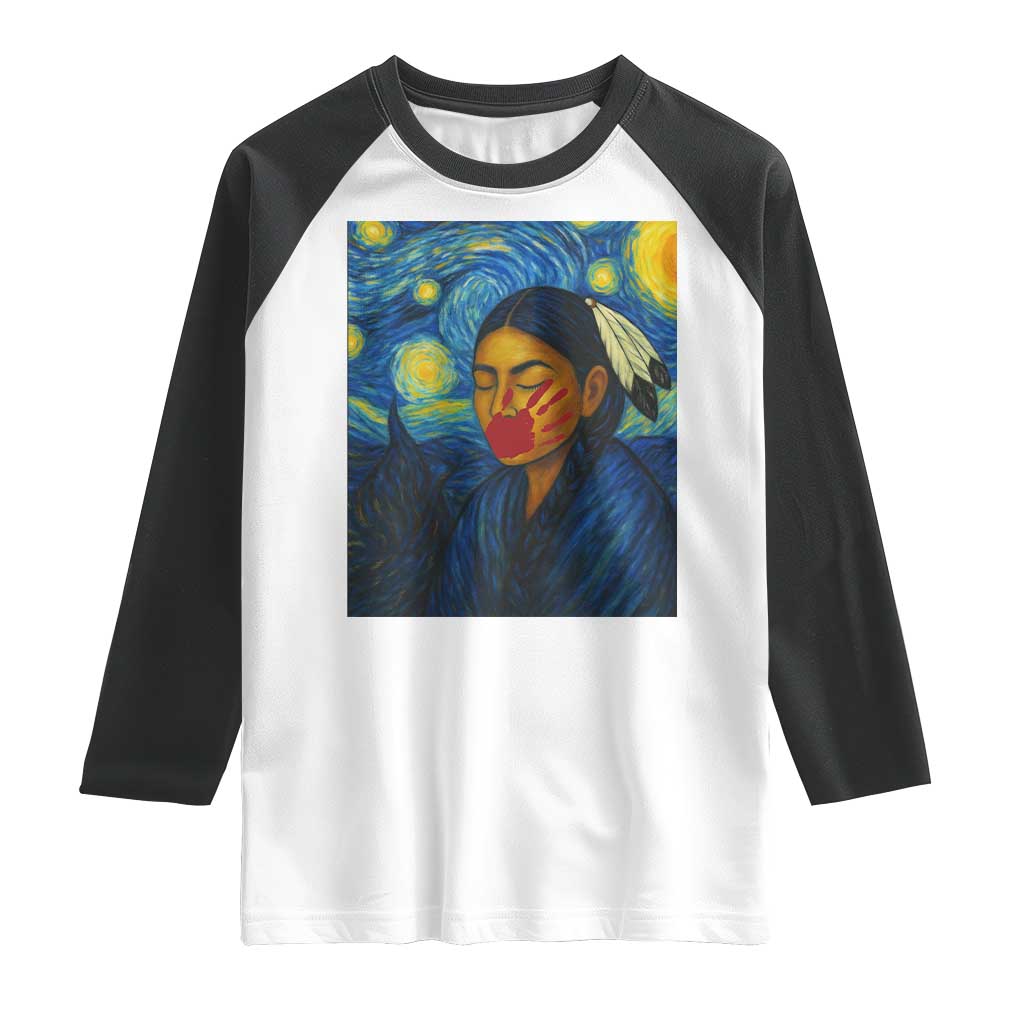 Native American MMIW Raglan Shirt Starry Night Indigenous People Day - Wonder Print Shop