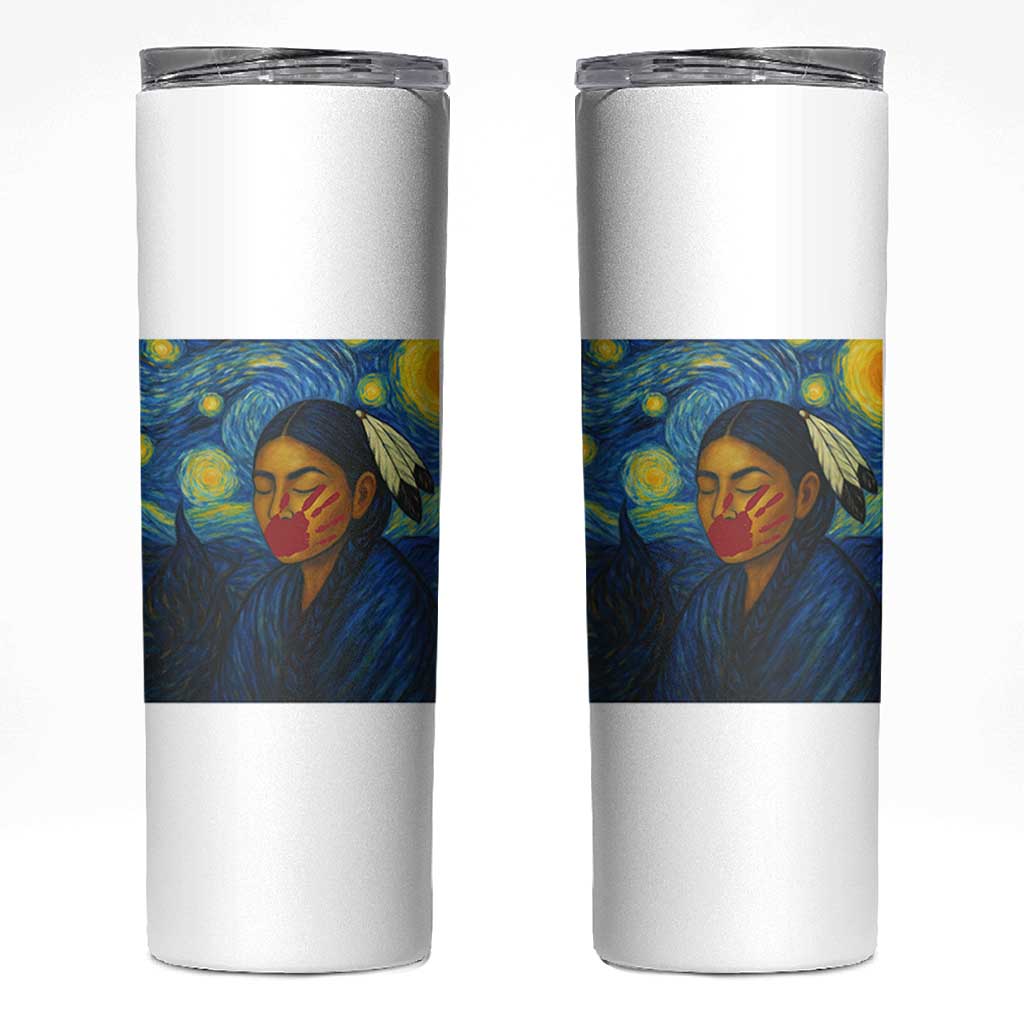 Native American MMIW Skinny Tumbler Starry Night Indigenous People Day