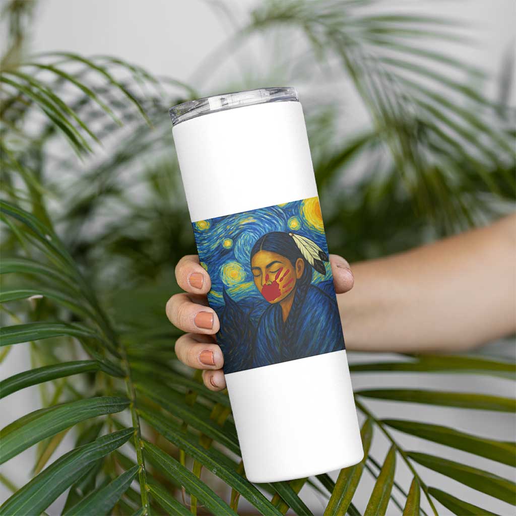 Native American MMIW Skinny Tumbler Starry Night Indigenous People Day