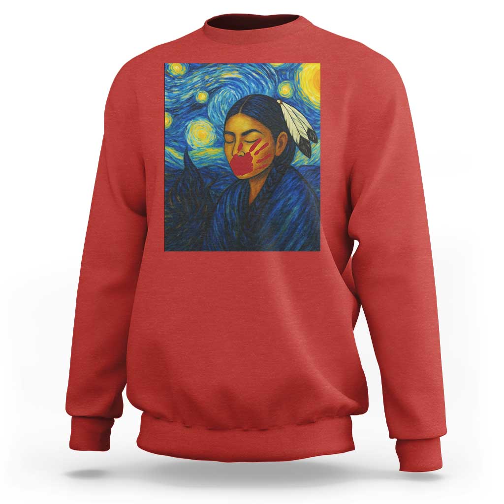 Native American MMIW Sweatshirt Starry Night Indigenous People Day - Wonder Print Shop